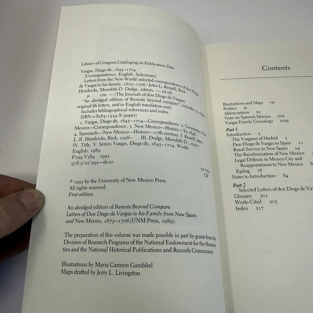 Library of Congress Cataloging-in-Publication Data for Letters from the New World, ISBN 0-8263-1354-X, with classification F799 V284 1992 and CIP record 92-756