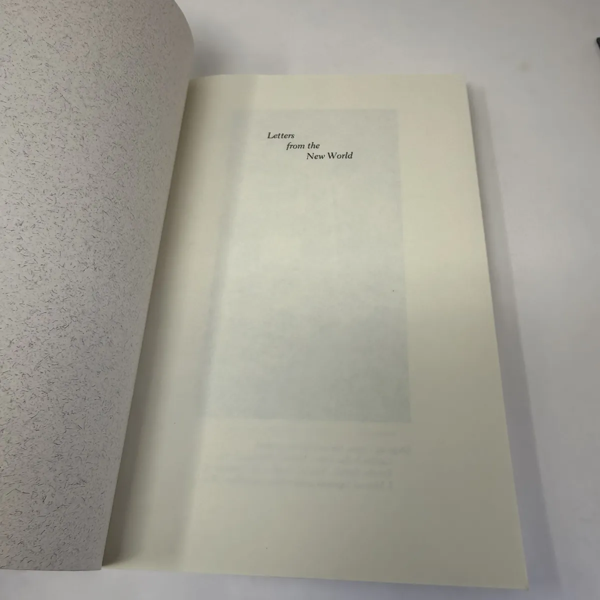 Half-title page reading Letters from the New World