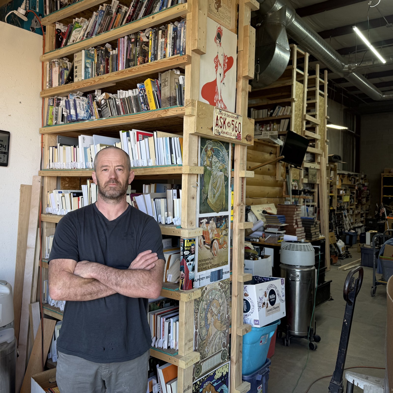 Josh Eldred, owner of the New Mexico Literacy Project, at the Albuquerque North Valley book donation warehouse