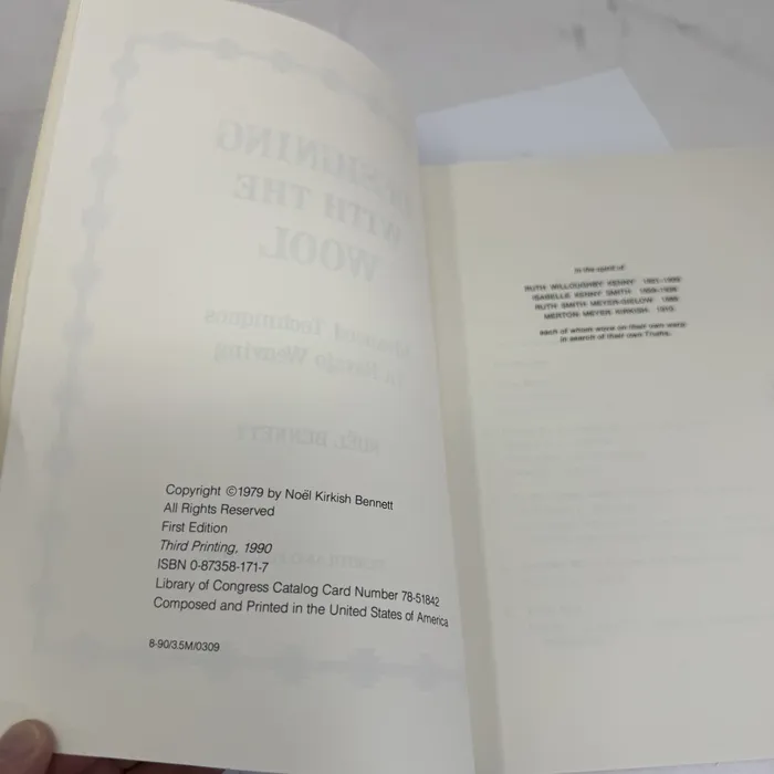 Designing with the Wool by Noël Bennett — copyright page