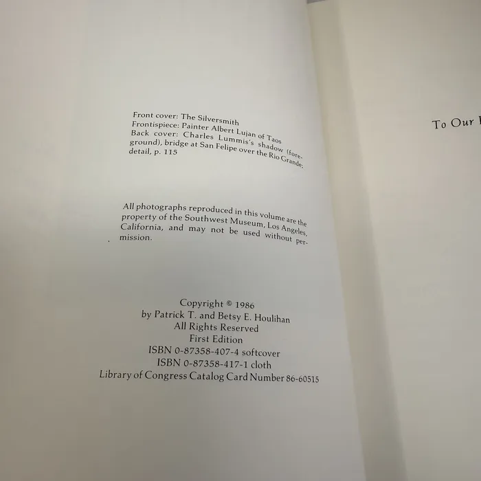 Lummis in the Pueblos by Patrick T. and Betsy E. Houlihan — copyright page