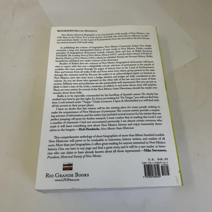 New Mexico Historical Biographies by Don Bullis — back cover