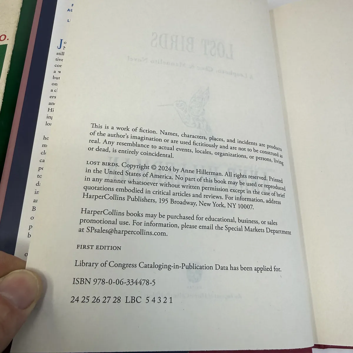 Lost Birds by Anne Hillerman — copyright page