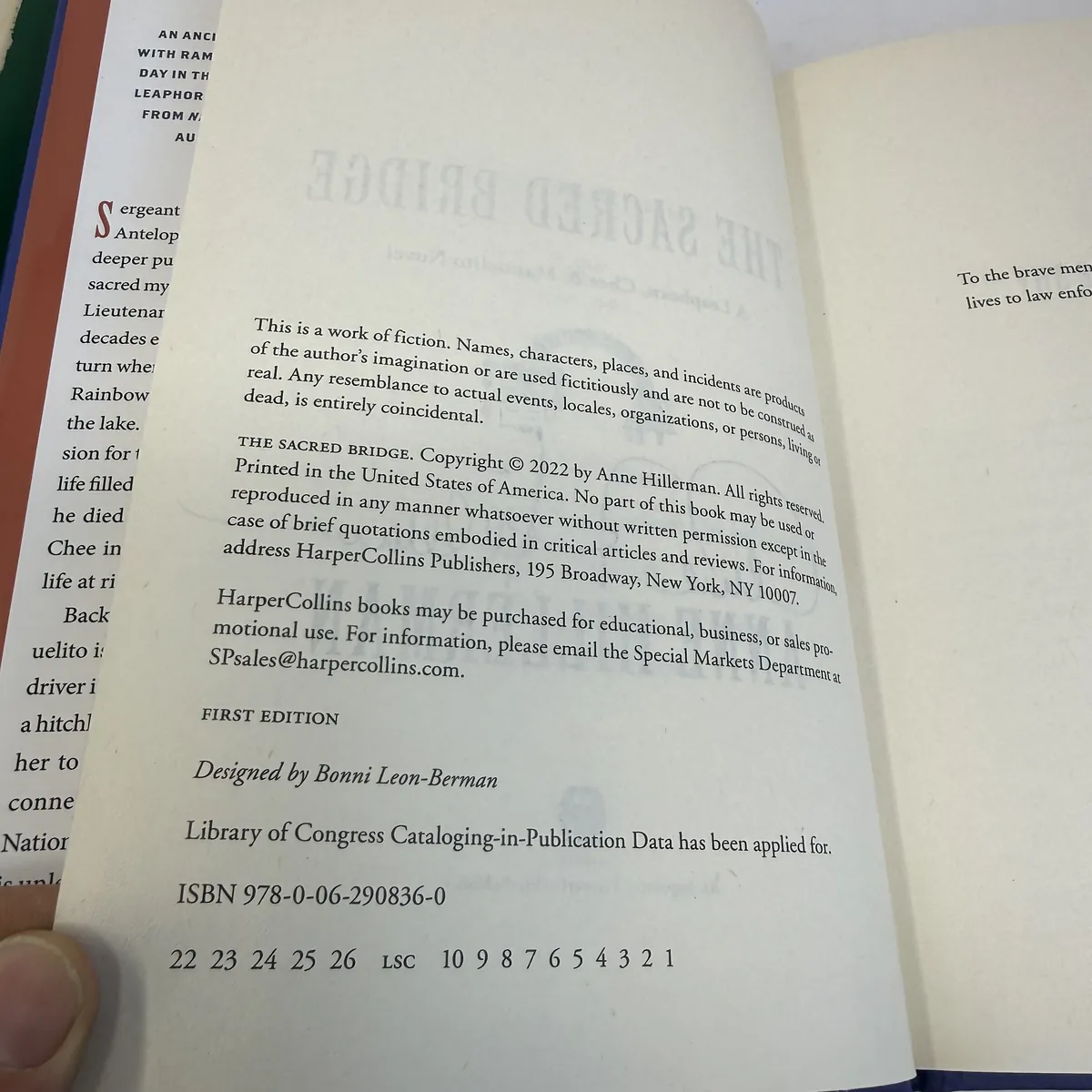 The Sacred Bridge by Anne Hillerman — copyright page