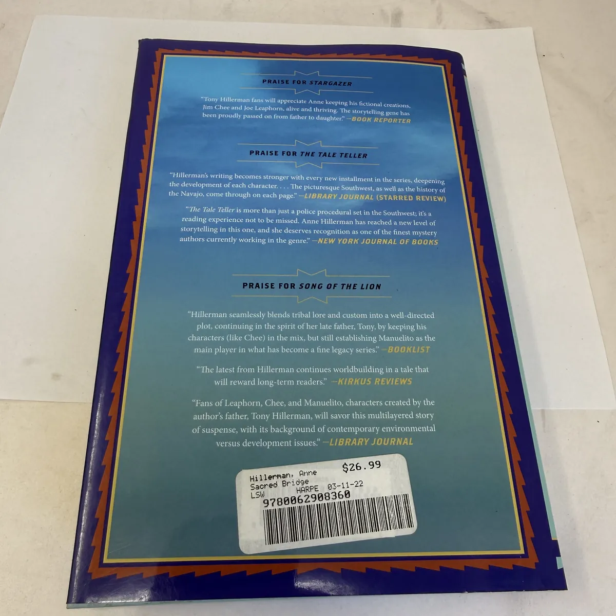 The Sacred Bridge by Anne Hillerman — back cover