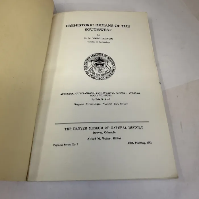 Prehistoric Indians of the Southwest by H. M. Wormington — title page