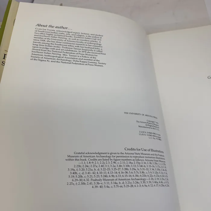 Prehistoric Southwestern Craft Arts by Clara Lee Tanner — copyright page