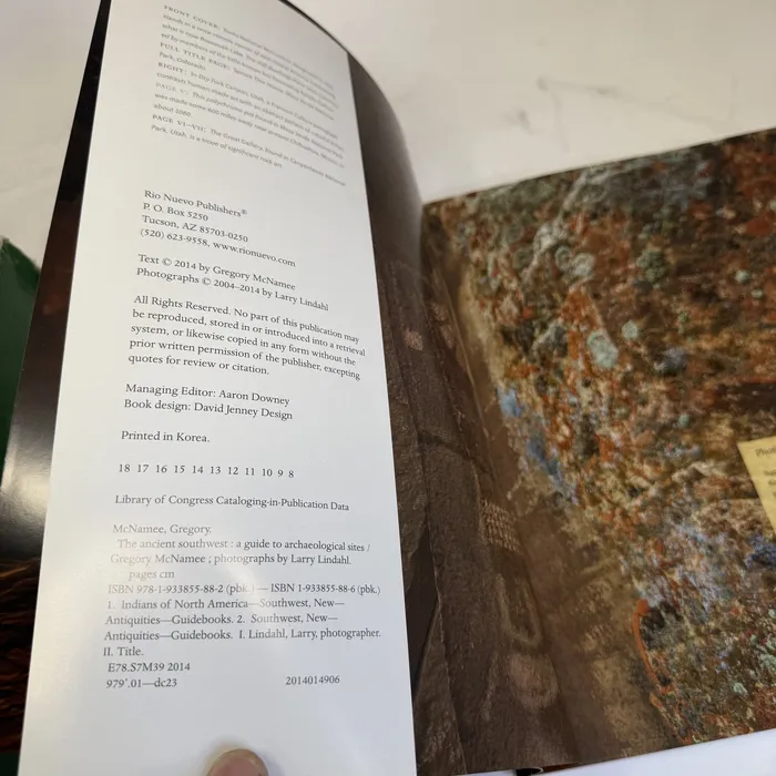 The Ancient Southwest by Gregory McNamee; photographs by Larry Lindahl — copyright page