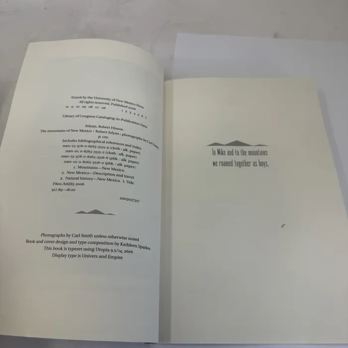 The Mountains of New Mexico by Robert Julyan; photographs by Carl Smith — copyright page